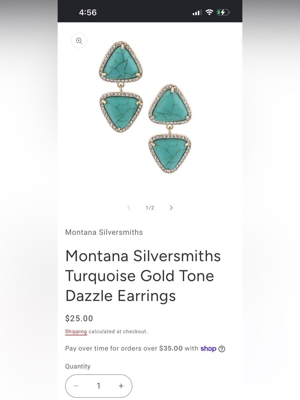Montana Silversmiths Turquoise Gold Tone Dazzle Earrings NWT
